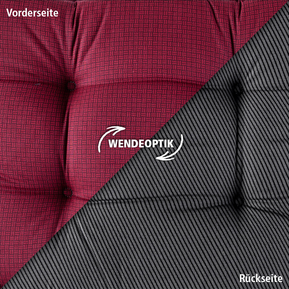 Solax Sunshine Wendeoptik-Stuhlkissen - Dunkelrot/Anthrazit - 2er Set