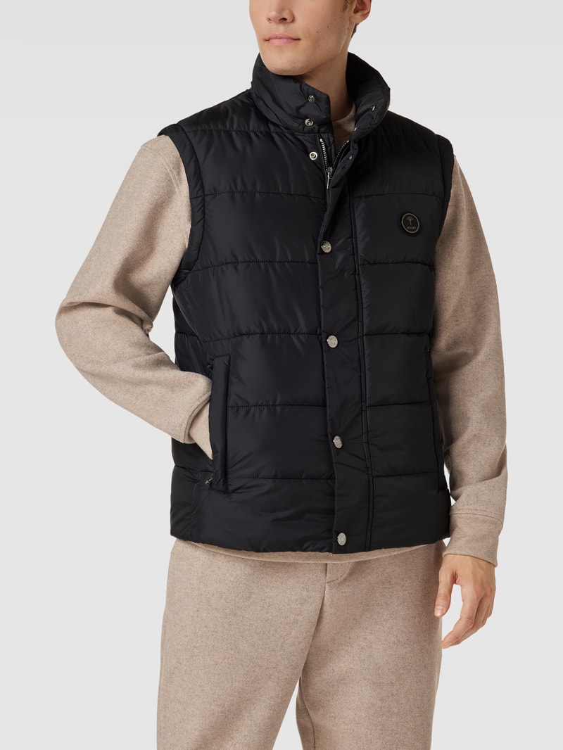 Steppweste mit Label-Patch in schwarz