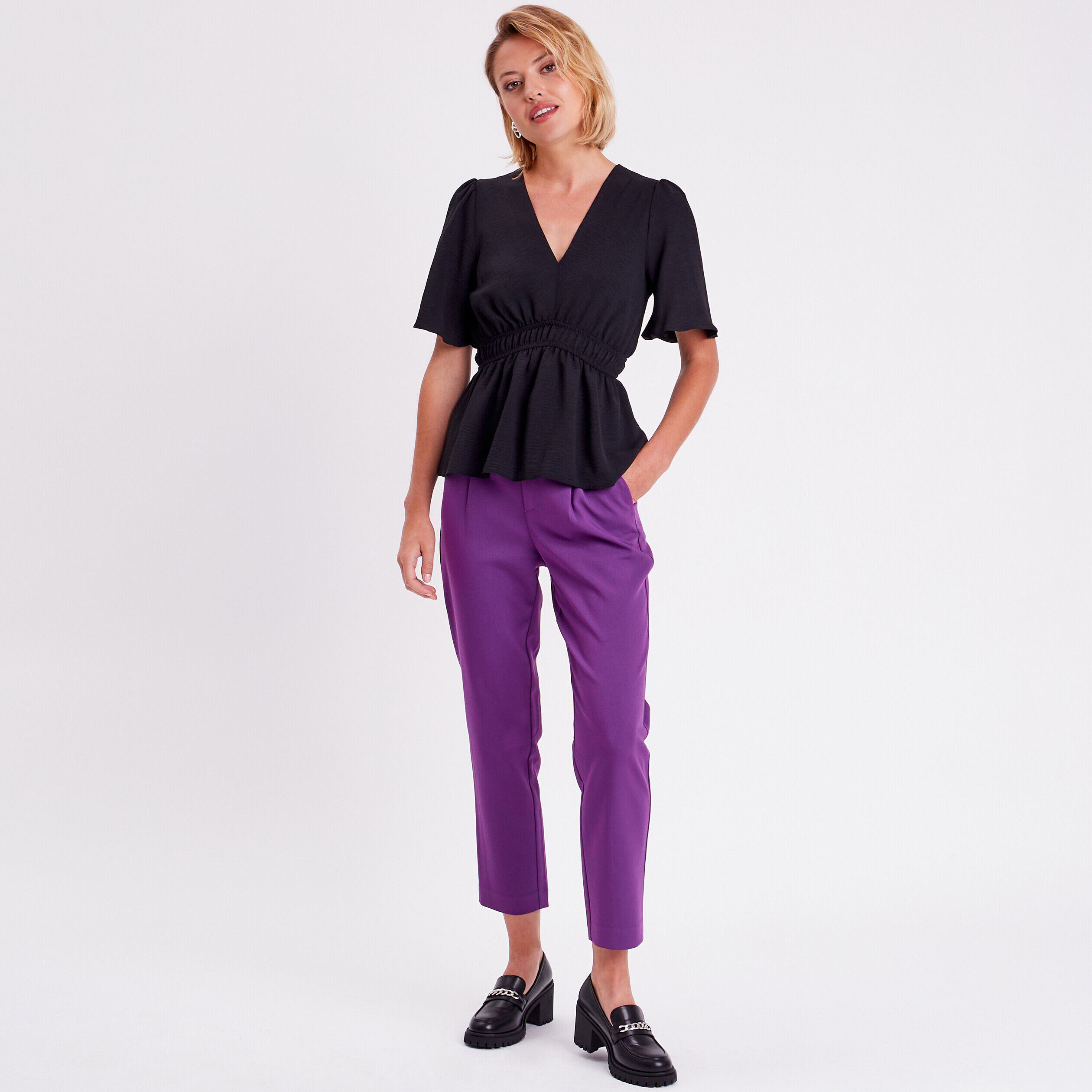 Blouse manches courtes noir femme | Cache Cache