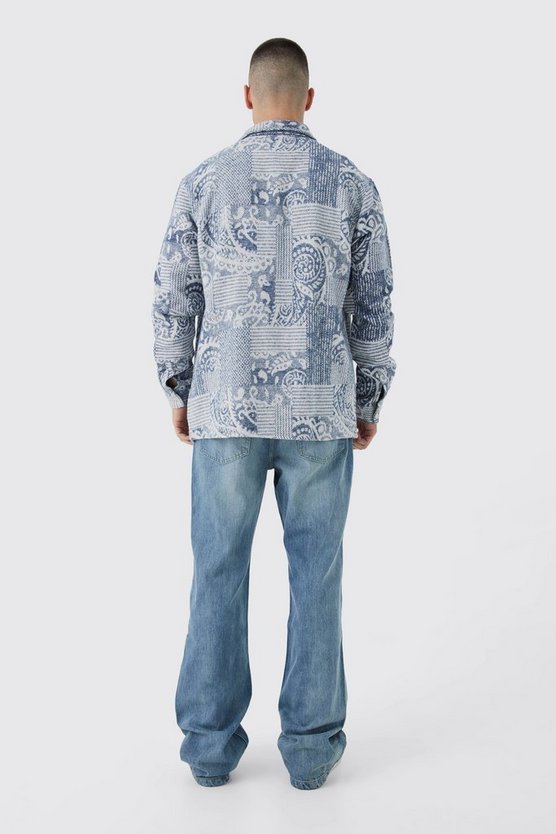 Tall Patchwork Bandana Overshirt mit Reißverschluss