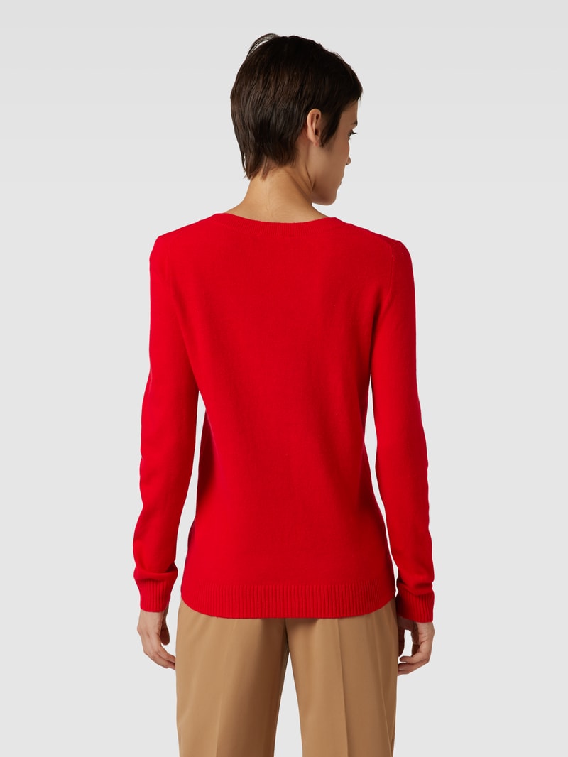 Strickpullover mit Motiv-Stitching in rot