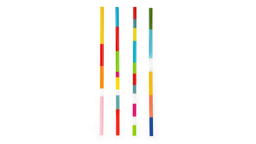 Kikkerland Wiederverwendbare Trinkhalme Colorblock 12er Pack