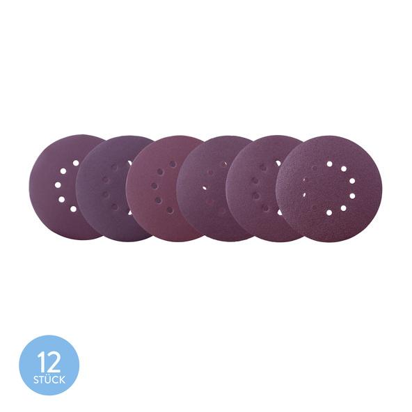 Schleifpapier, Ø 225 mm, K80 - K240, 12er Set