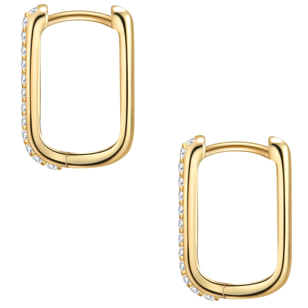 Glanzstücke München Créoles en argent Argent sterling Oxyde de zirconium (CZ) en Or jaune Boucles d'oreilles