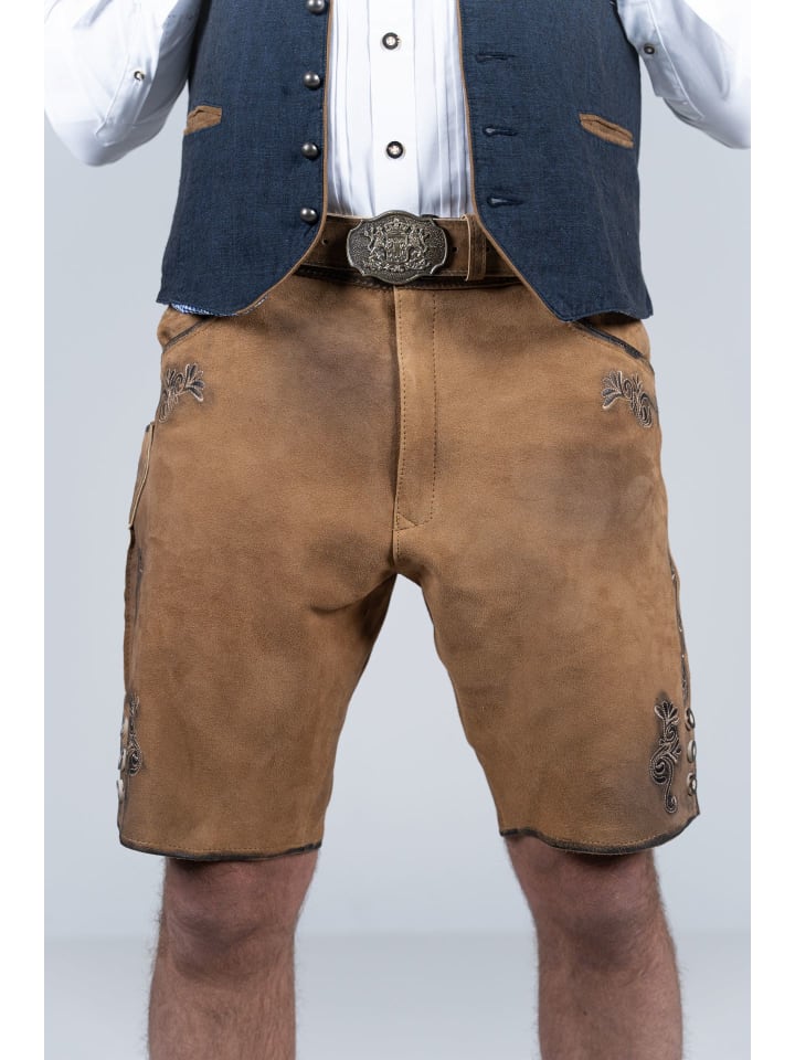 Edelnice Kurze Wildbock Lederhose Linus in hellbraun günstig kaufen