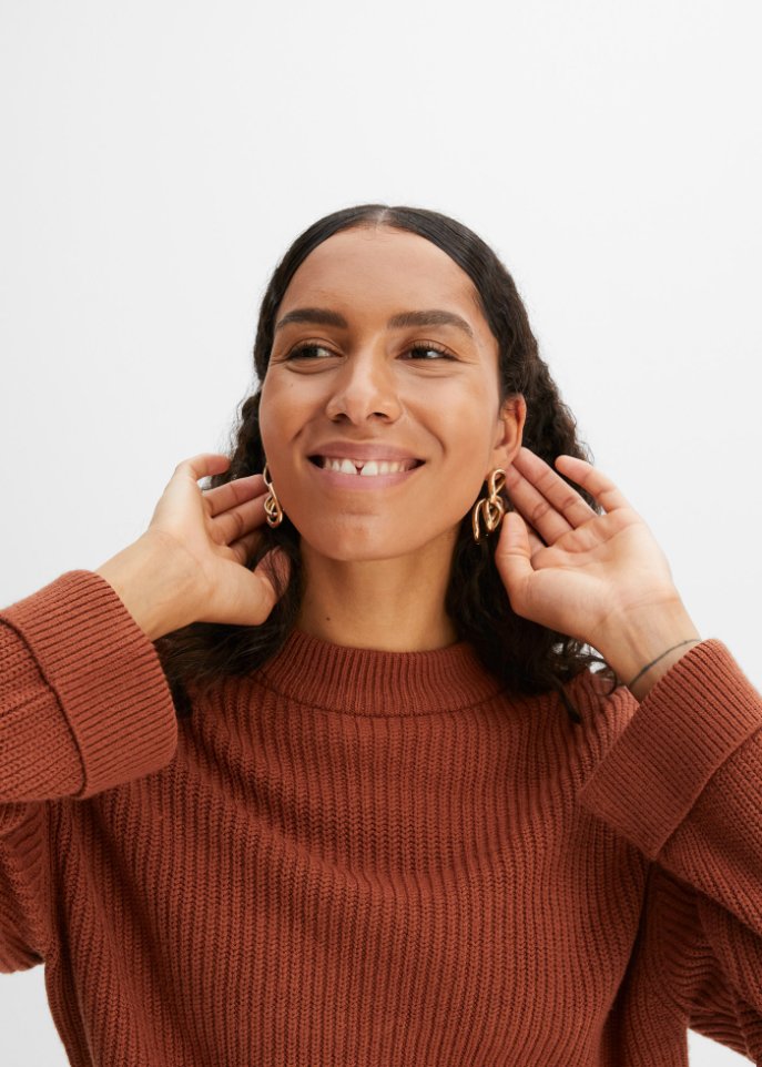 Ripppullover mit weitem Ärmel