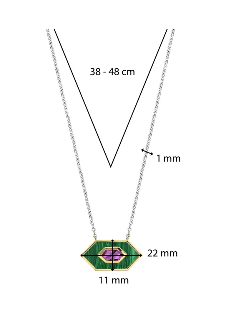 TI SENTO - Milano Silver necklace with malachite 34039MW