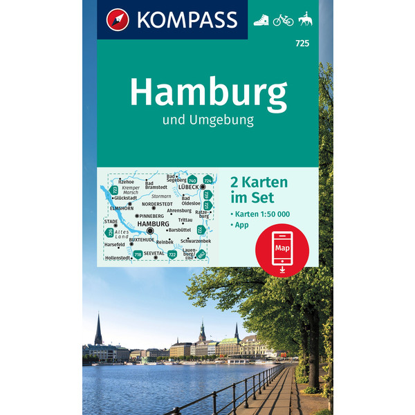 KOMPASS WANDERKARTE 725 HAMBURG UND UMGEBUNG 1:50000