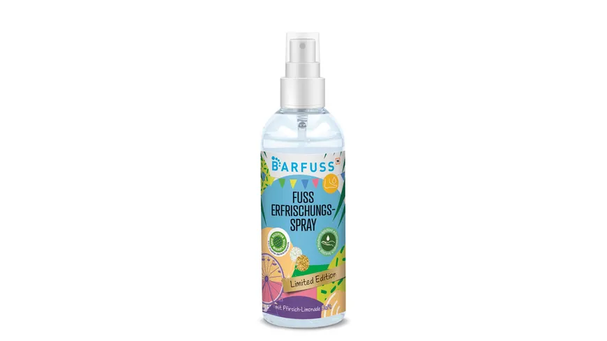 BARFUSS Fuss-Erfrischungsspray mit Pfirsich-Limonade Duft 75 ml