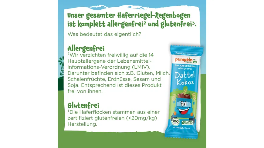 pumpkin organics Bio Haferriegel mit Dattel & Kokos 20 g