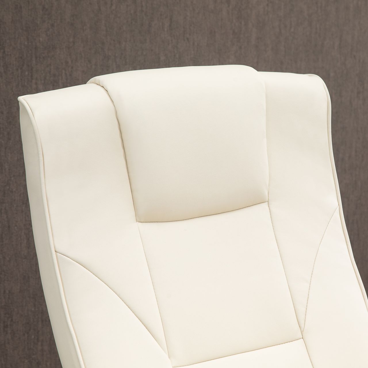 HOMCOM Massagesessel Relaxliege mit Fußhocker Relaxsessel Liegefunktion Fernsehsessel Liegesessel mit Massagefunktion 360° drehbar Kunstleder Stahl Cremeweiß Braun 73 x 83 x 106 cm