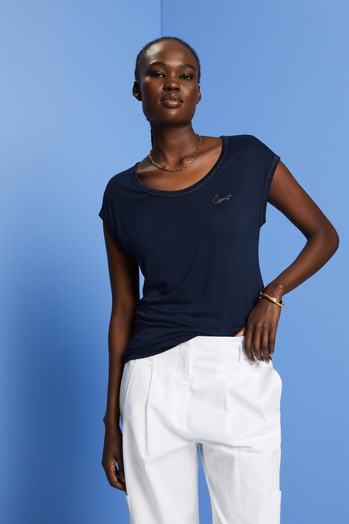 T-Shirt mit Paillettendetails, LENZING™ ECOVERO™