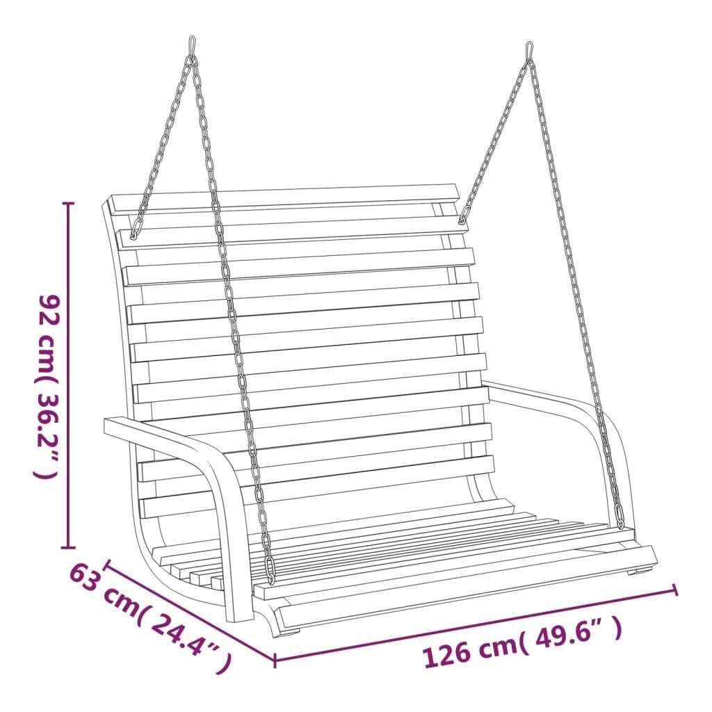 vidaXL Hollywoodschaukel Schaukelbank Bugholz Massiv mit Teak-Finish 126x63x92 cm, 1 tlg.