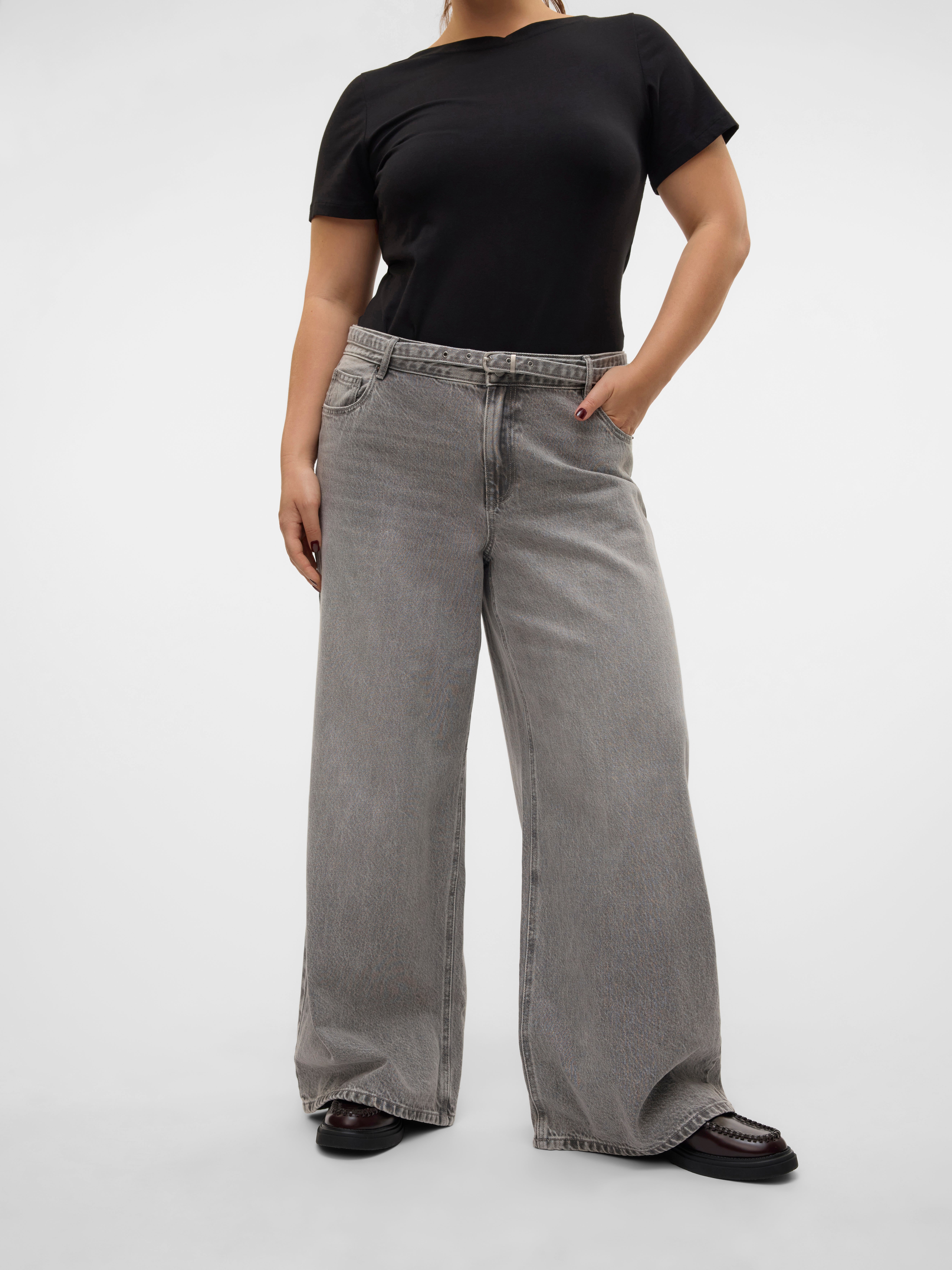 VMCANNET Mittlere Taille Weiter Beinschnitt Jeans