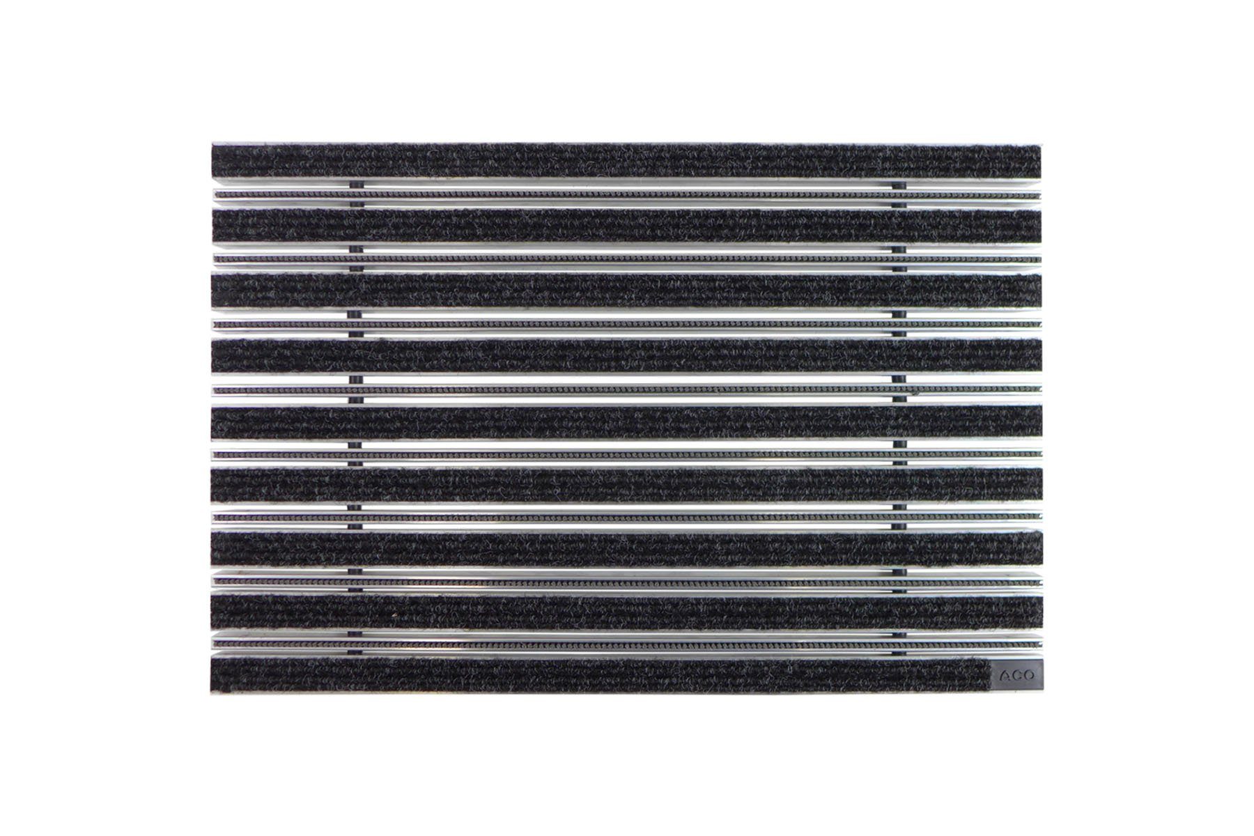Fußmatte ACO 60x40x2cm Eingangsmatte Schuhabstreifer ALU Rips anthrazit + Bürsten Fußmatte Türmatte, ACO Severin Ahlmann GmbH & Co. KG, rechteckig, Höhe: 22 mm, geeignet für den Innenbereich und überdachten Außenbereich