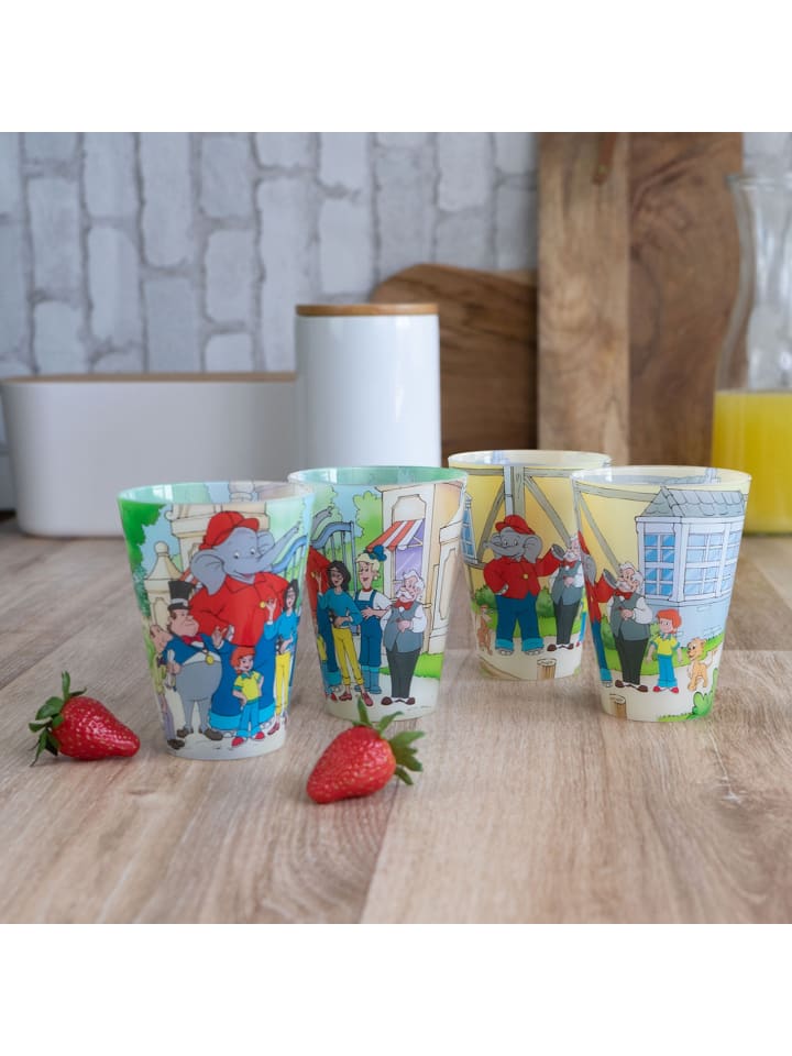 Geda Labels Trinkbecher Benjamin Blümchen Zoo 4er Set  in Gelb - 300 ml günstig kaufen onesize