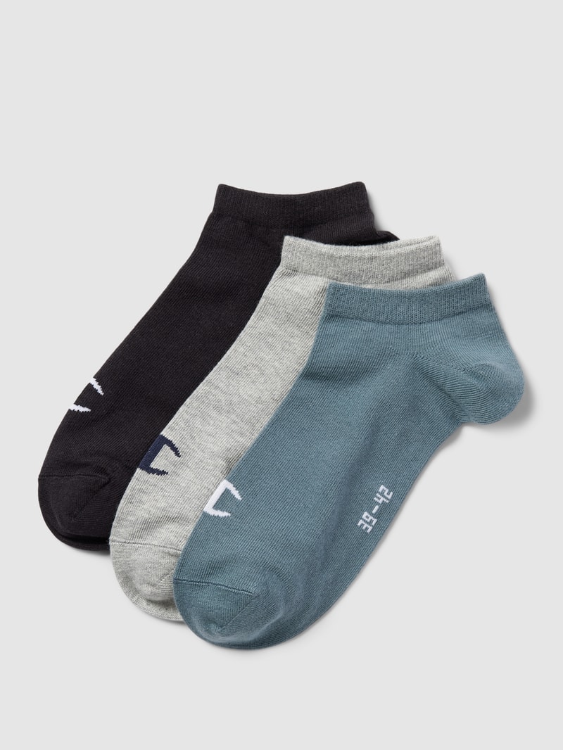 Socken mit Label-Print im 3er-Pack in mittelgrau meliert