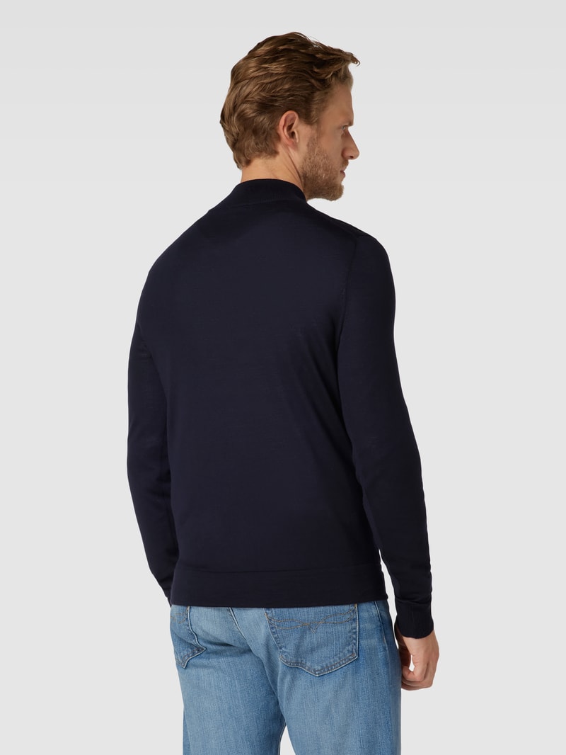 Strickpullover aus Schurwolle Modell 'Marek' in marineblau