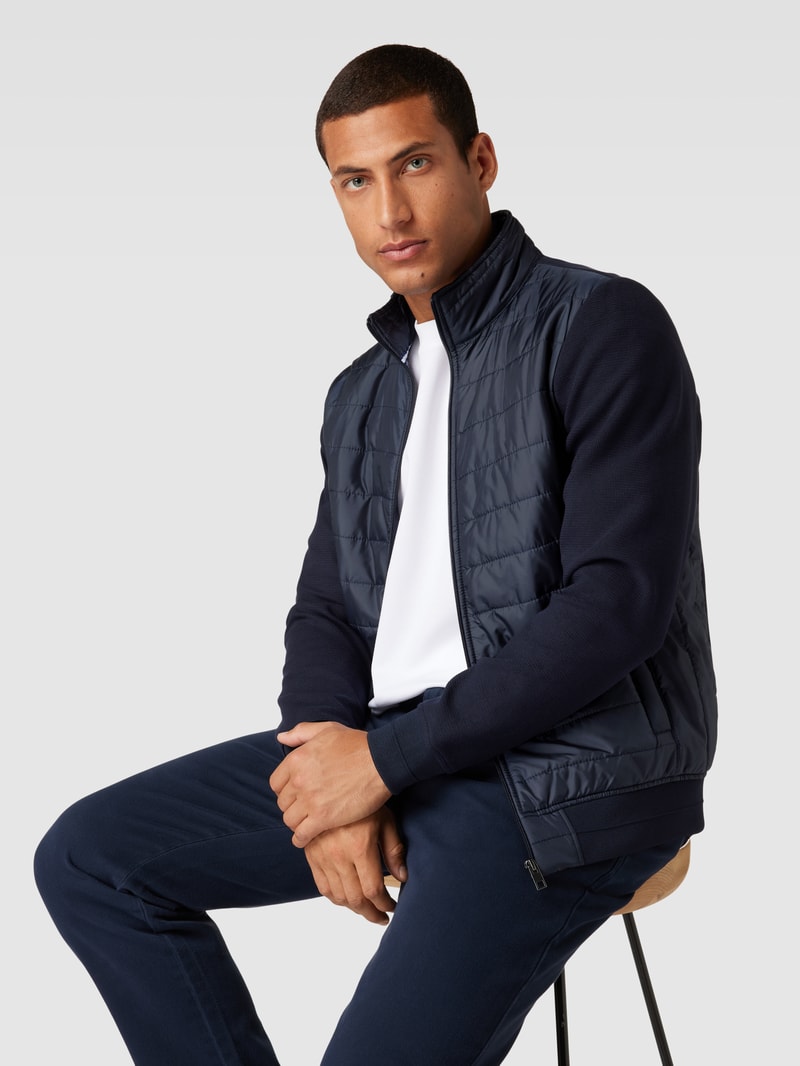 Sweatjacke mit Two-Tone-Machart in marineblau
