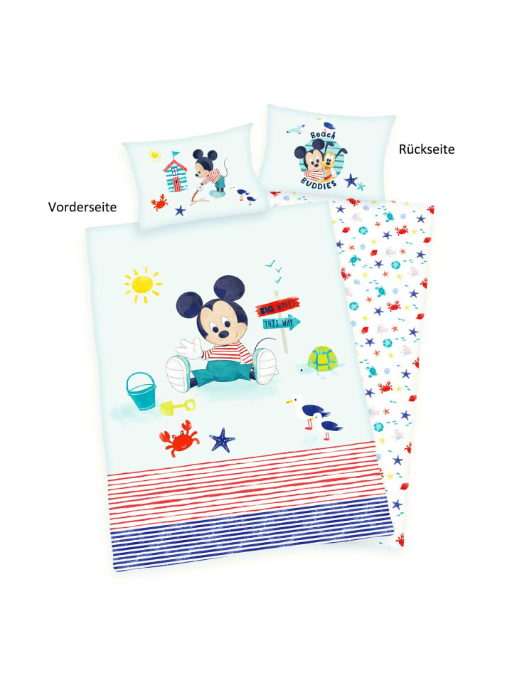 Herding 2 tlg. Flanell Bettwäsche 100x135cm Disney Mickey Mouse in Bunt günstig kaufen 100x135 cm