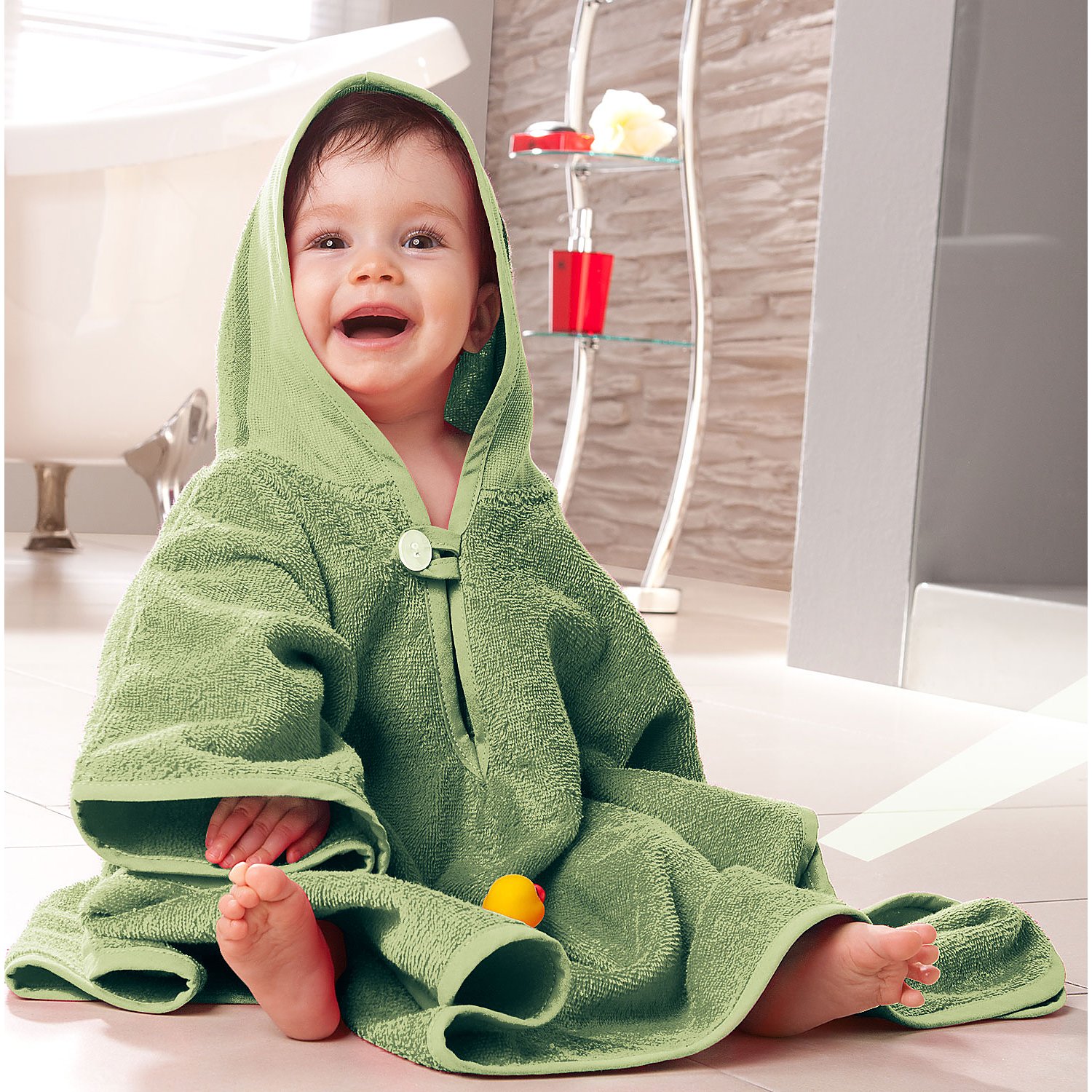 buttinette Frottier-Poncho, salbei, 55 x 71 cm