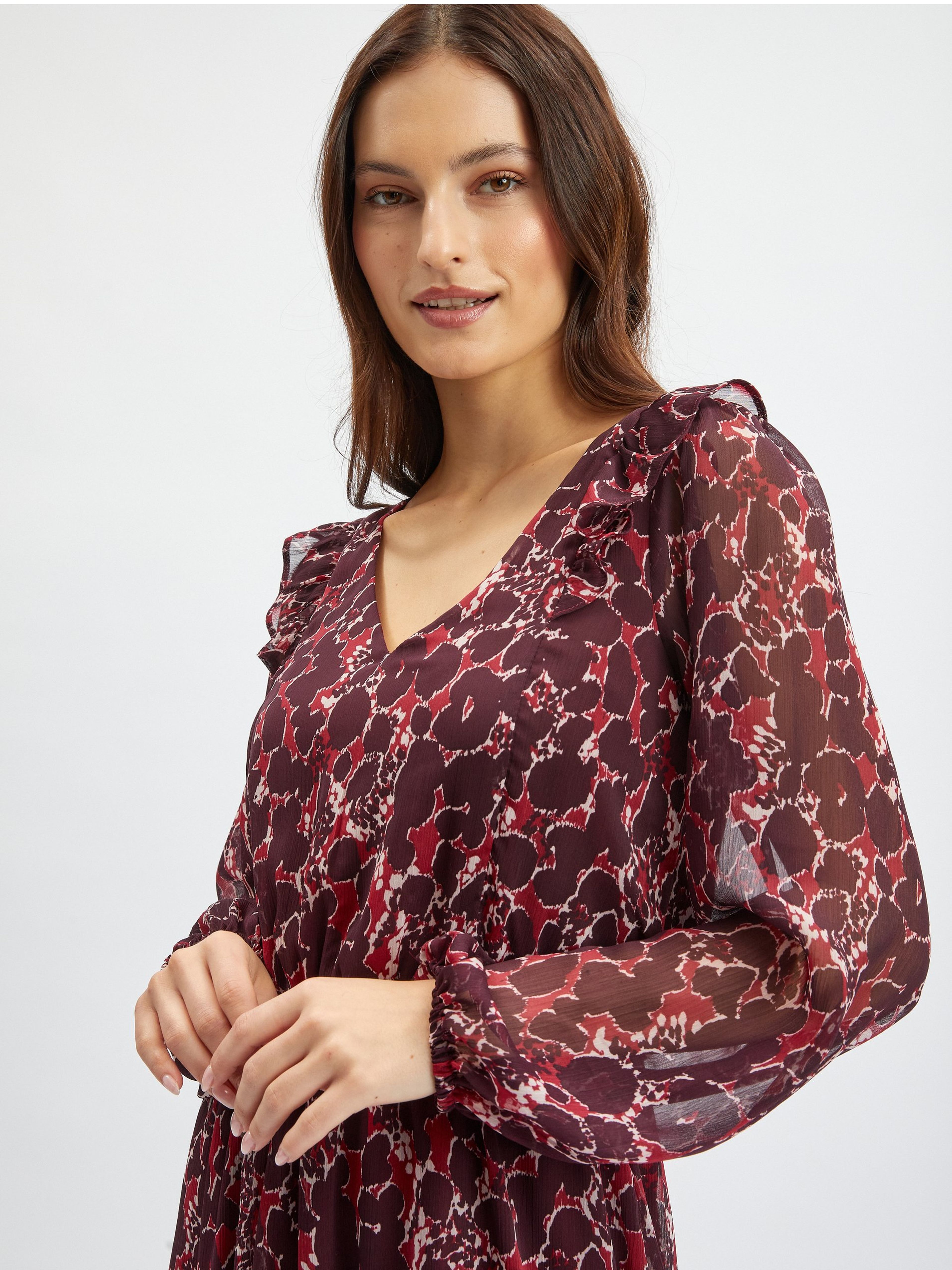 Burgunderfarbenes gemustertes Damenkleid von ORSAY