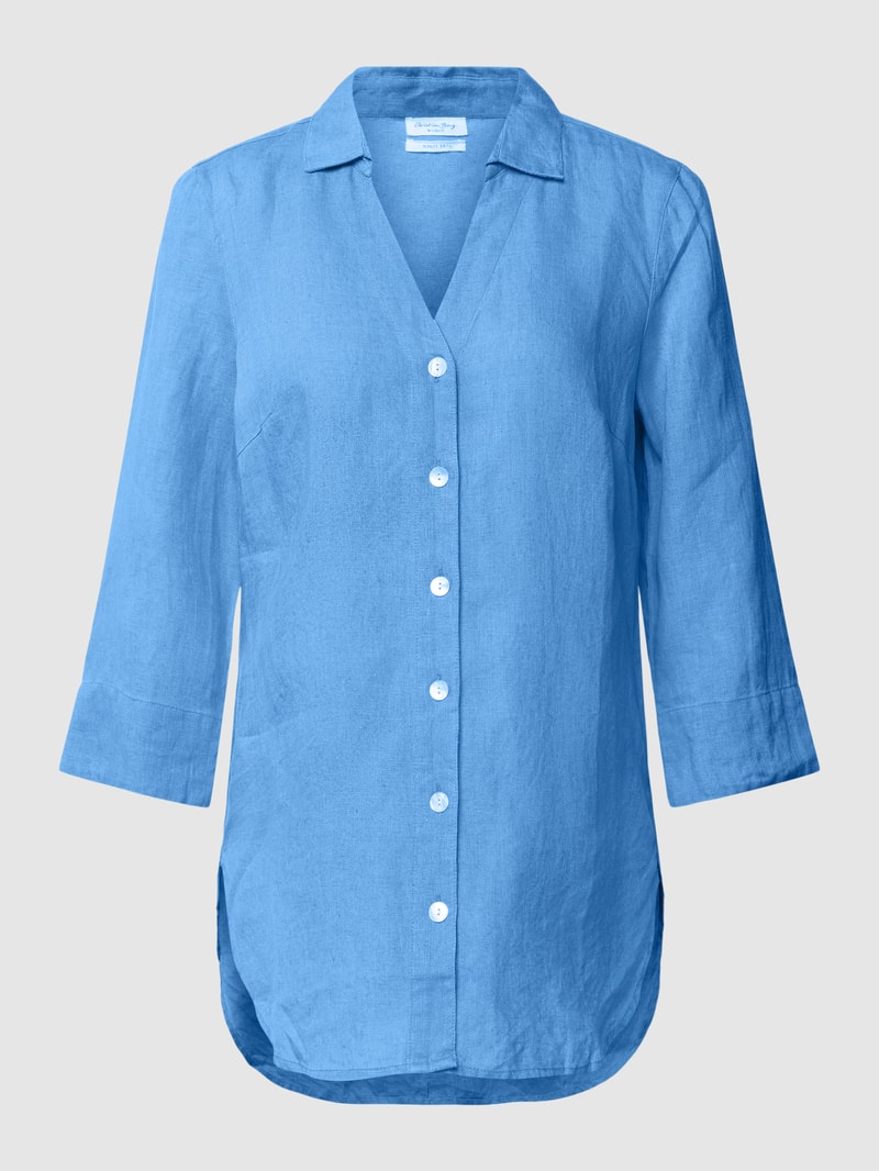 Leinenbluse mit Knopfleiste in jeans