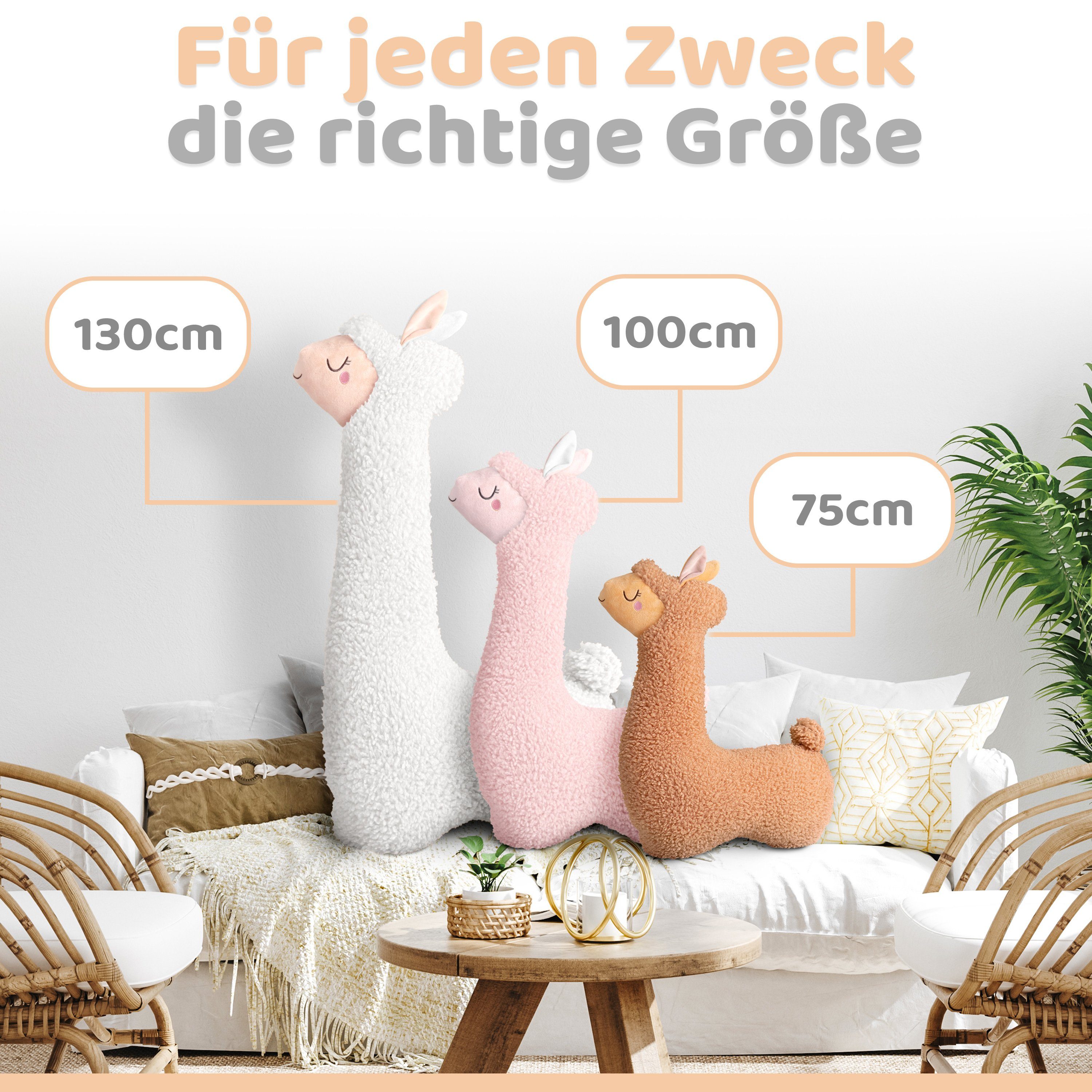 Engelshof Alpakas Münsterland Seitenschläferkissen Engelshof Alpakas Alpakakissen Seitenschläferkissen Weiß 75cm, Kissenbezug und Inlet mit Füllung