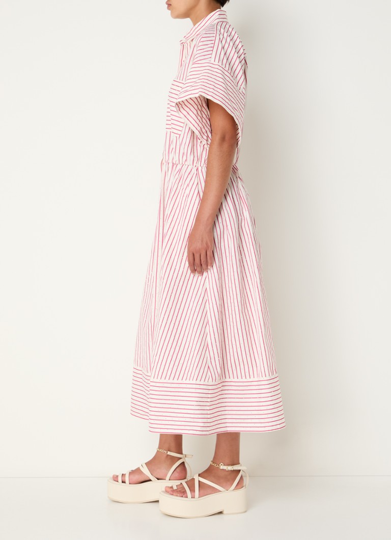 Robe midi Maje à strass et imprimé rayé