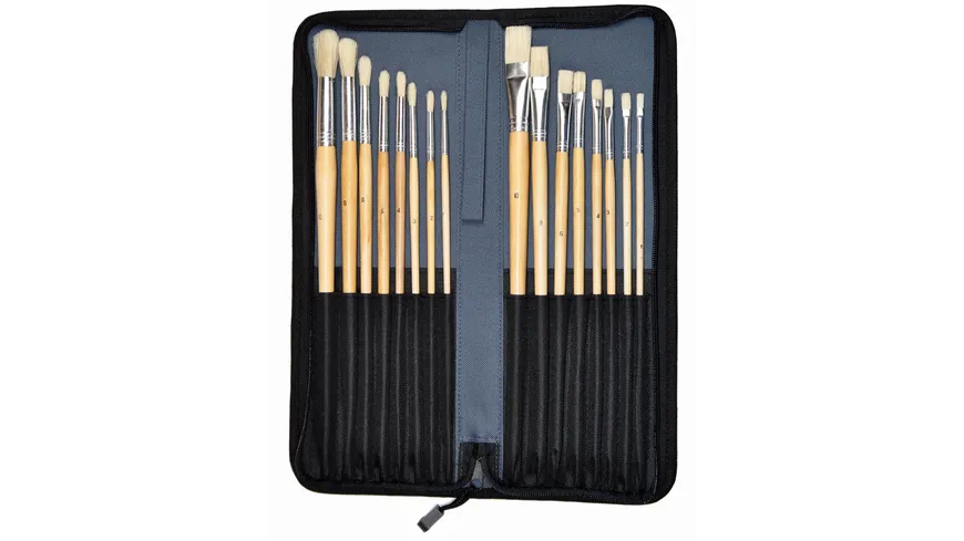 Künstlerpinsel Set 16-tlg. mit Reißverschluss-Etui