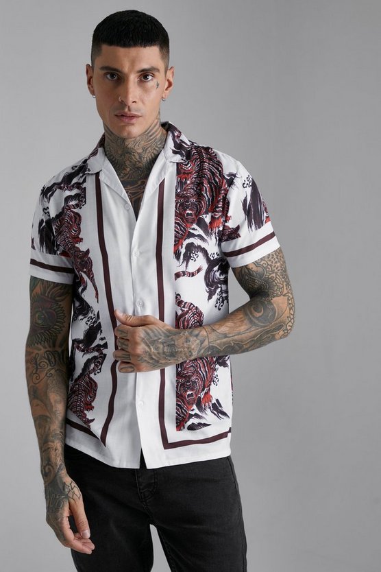 Strukturiertes Hemd mit Tiger-Print