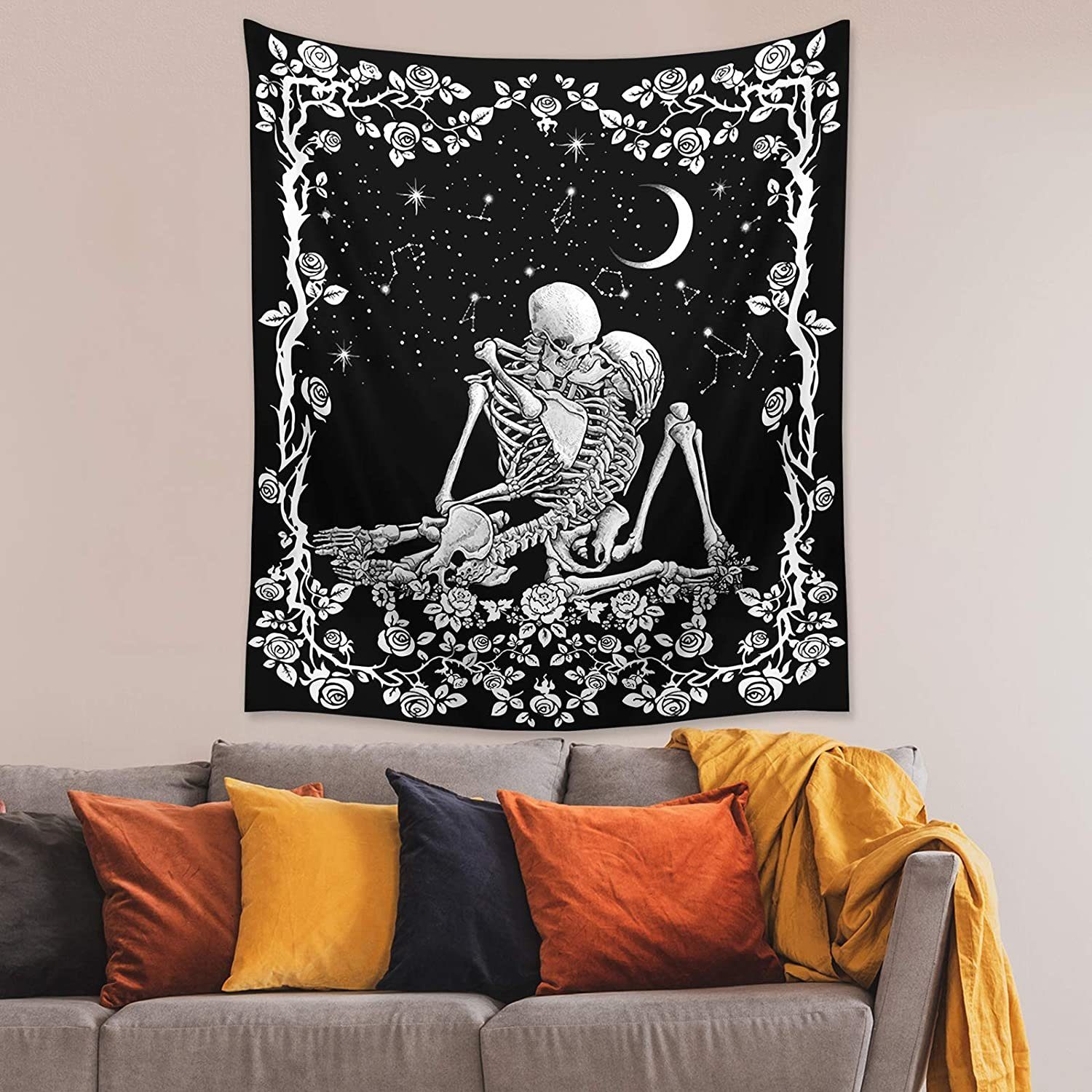 Wandteppich Kissing Lovers Skull Tapestry,für Wohnzimmer Schlafzimmer (51