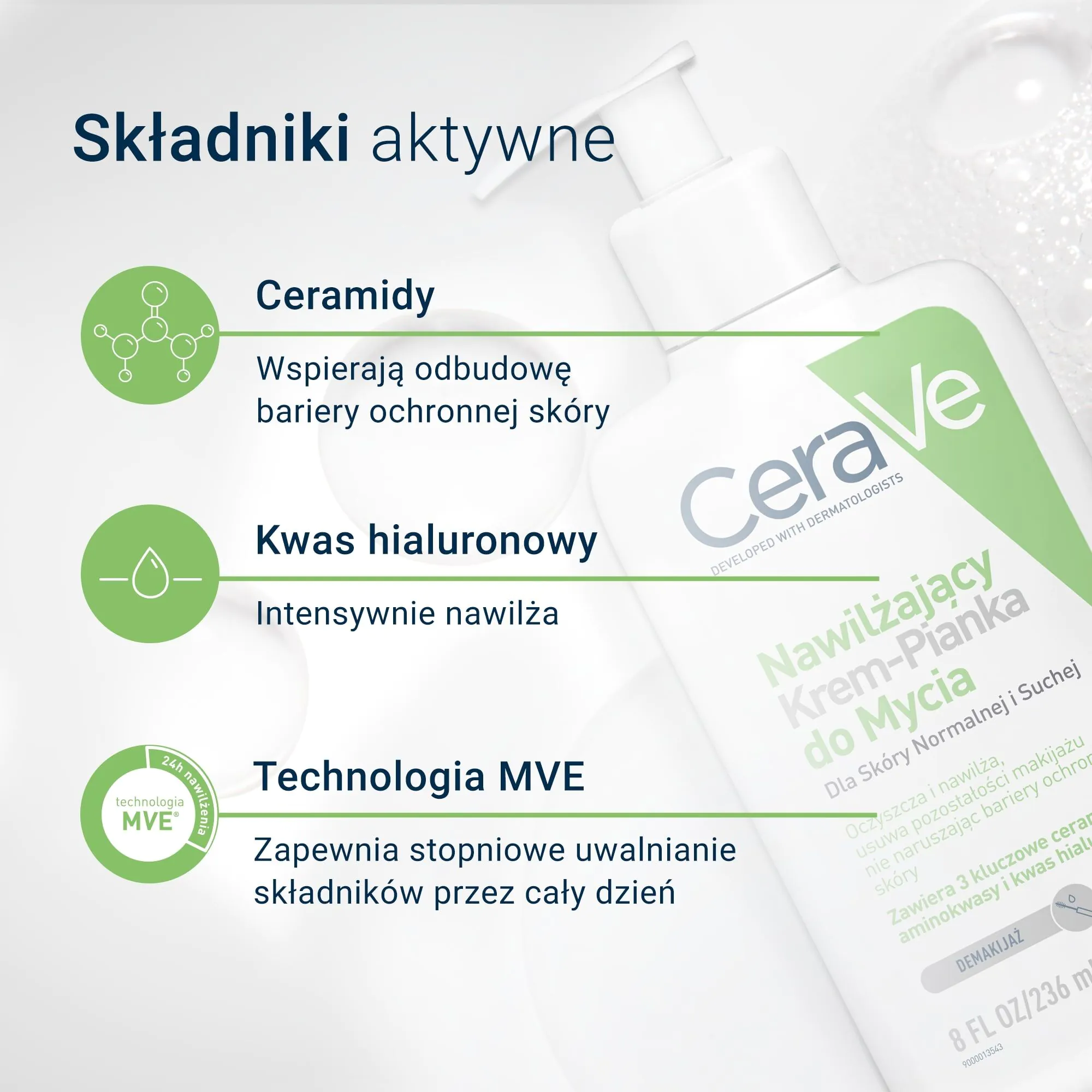 CeraVe drėkinamasis putojantis prausiklis normaliai ir sausai odai 236 ml