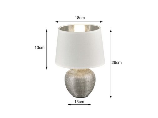 meineWunschleuchte LED Nachttischlampe, Dimmfunktion, LED wechselbar, Warmweiß, kleine Designer Fensterlampe für Fensterbank Lampenschirm Stoff H 26cm