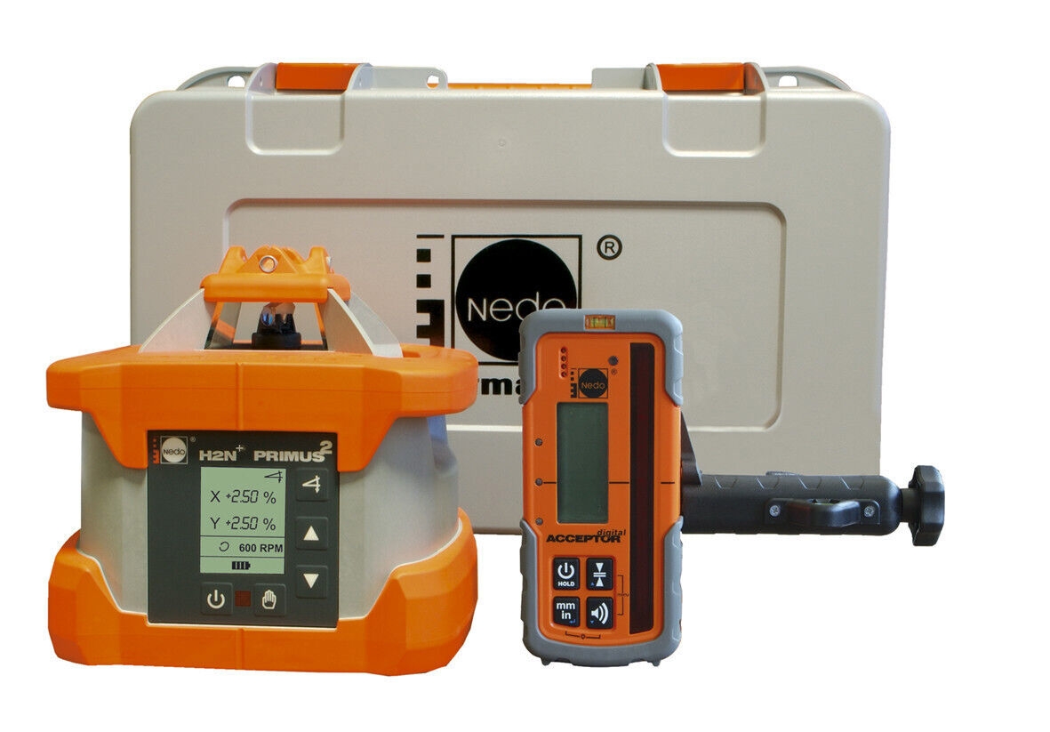 Nedo 472035 Primus2 H2N+ Hældningslaser + Acceptor digital modtager + hældningsovervågning!