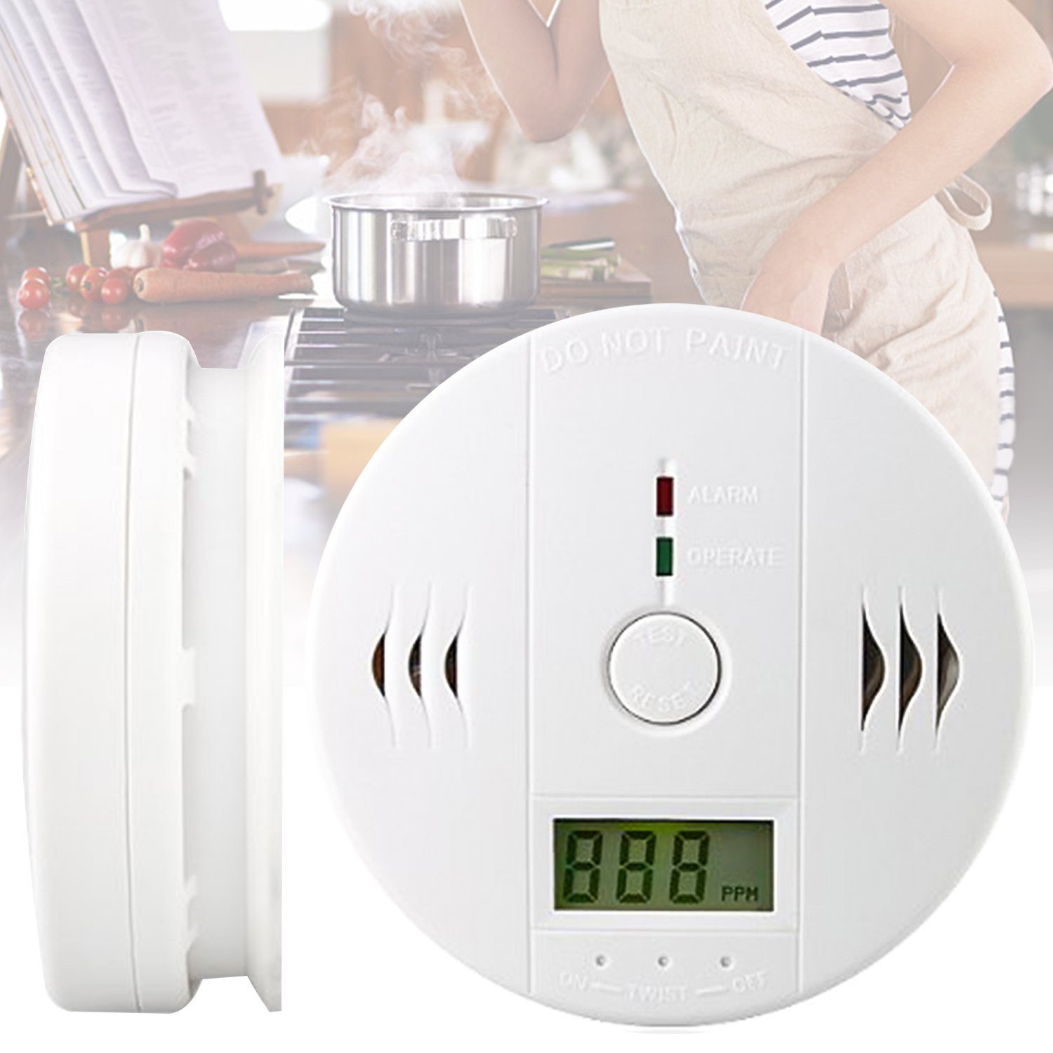 Gimisgu CO Melder Brandmelder Feueralarm Alarm Kohlenmonoxidmelder Detektor Rauchmelder (Gas Melder LCD Anzeige Flur Wohnzimmer Esszimmer LED Gassensor, einfache installation)