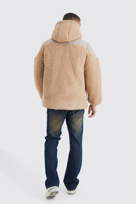 Steppjacke aus Borg & Nylon Mischung