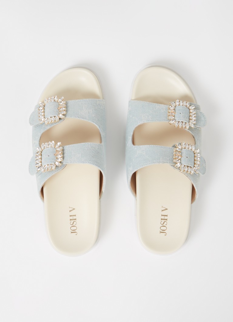 JOSH V Mecia denim sandal with rhinestones