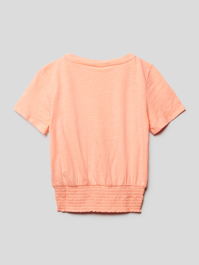 T-Shirt mit gesmoktem Bund in neon orange