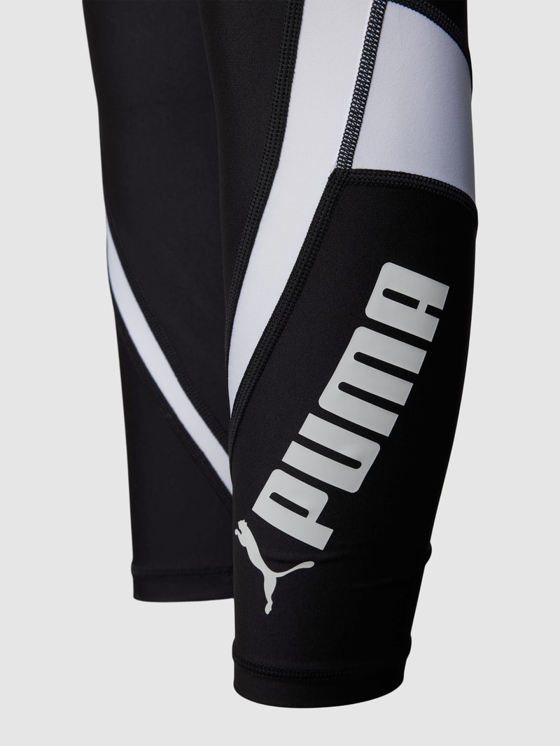 Leggings mit Label-Print in schwarz