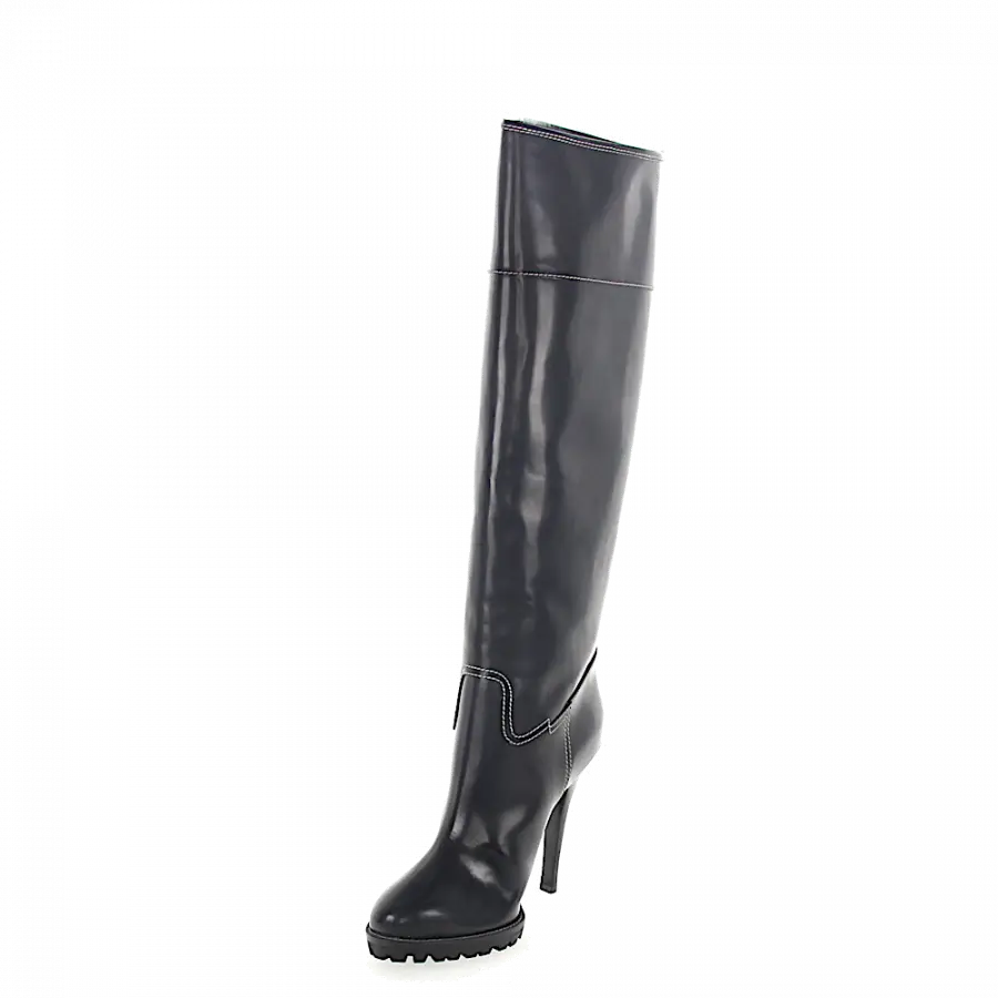 Giuseppe Zanotti - Stiefel Braun Glattleder Kalbsleder Ziernaht dunkelbraun - braun