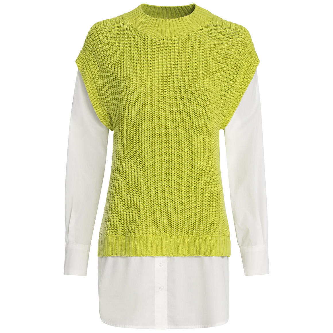 Damen Strickpullunder mit Bluseneinsatz