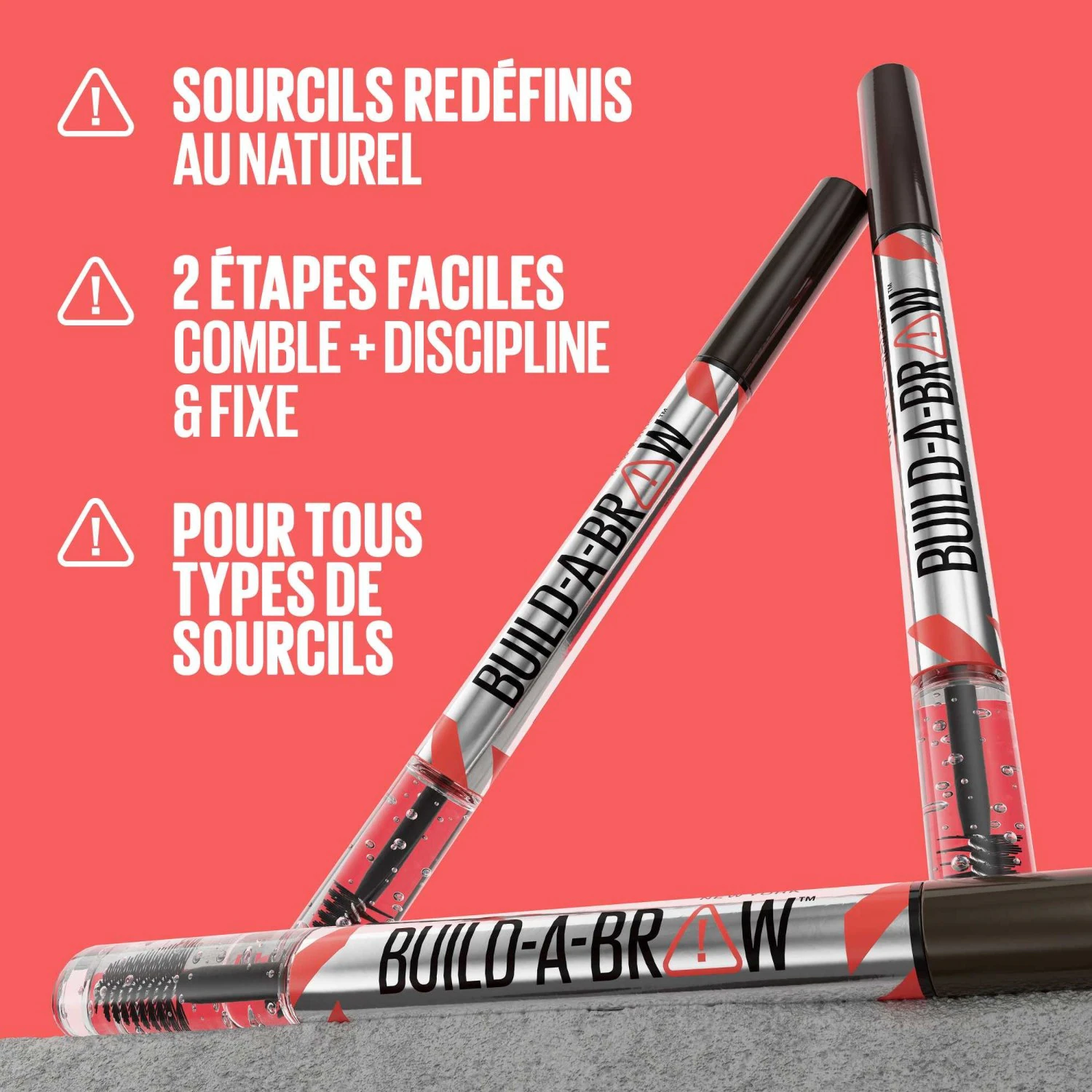 Lápiz y gel para cejas 2 en 1 de Maybelline, marrón oscuro.