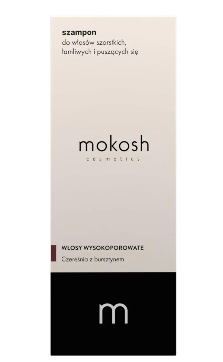 „Mokosh“ šampūnas šiurkštiems, lūžinėjantiems ir garbanotiems plaukams su vyšnia ir gintaru (didelio poringumo).
