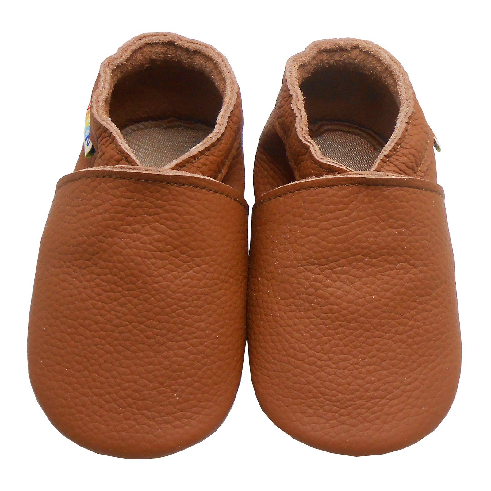 Yalion Weiche Leder Lauflernschuhe Hausschuhe Lederpuschen Einfarbig Braun Krabbelschuh elastisch