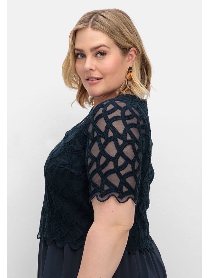 sheego Cocktailkleid aus Chiffon in nachtblau günstig kaufen