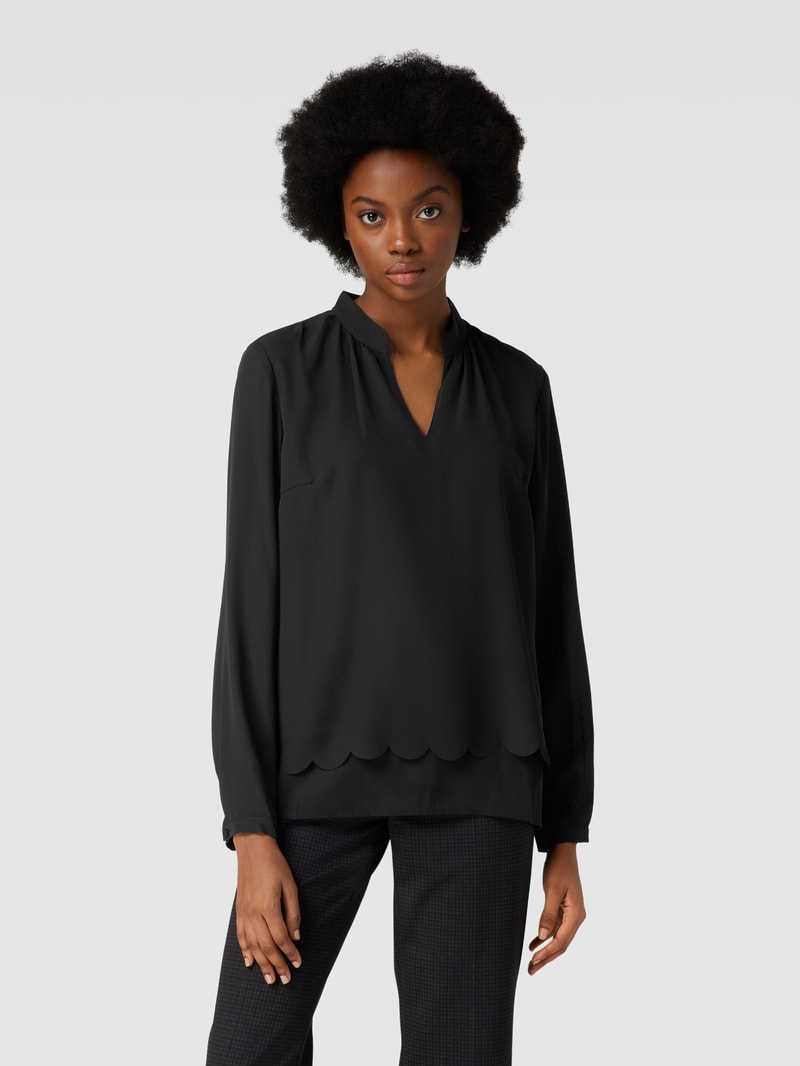 Bluse mit Tunikakragen in schwarz