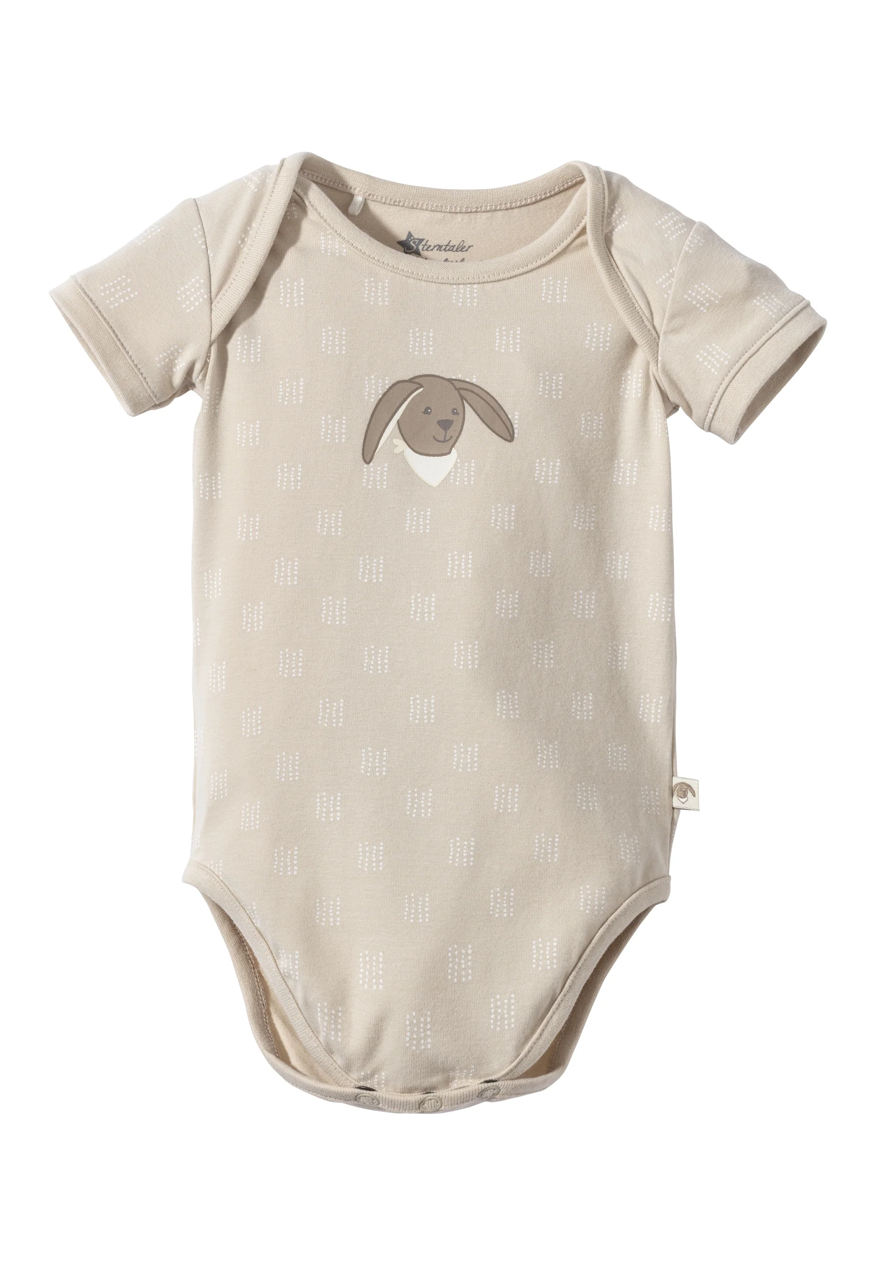 Baby Body Hase Happy mit Druckknöpfen in beige