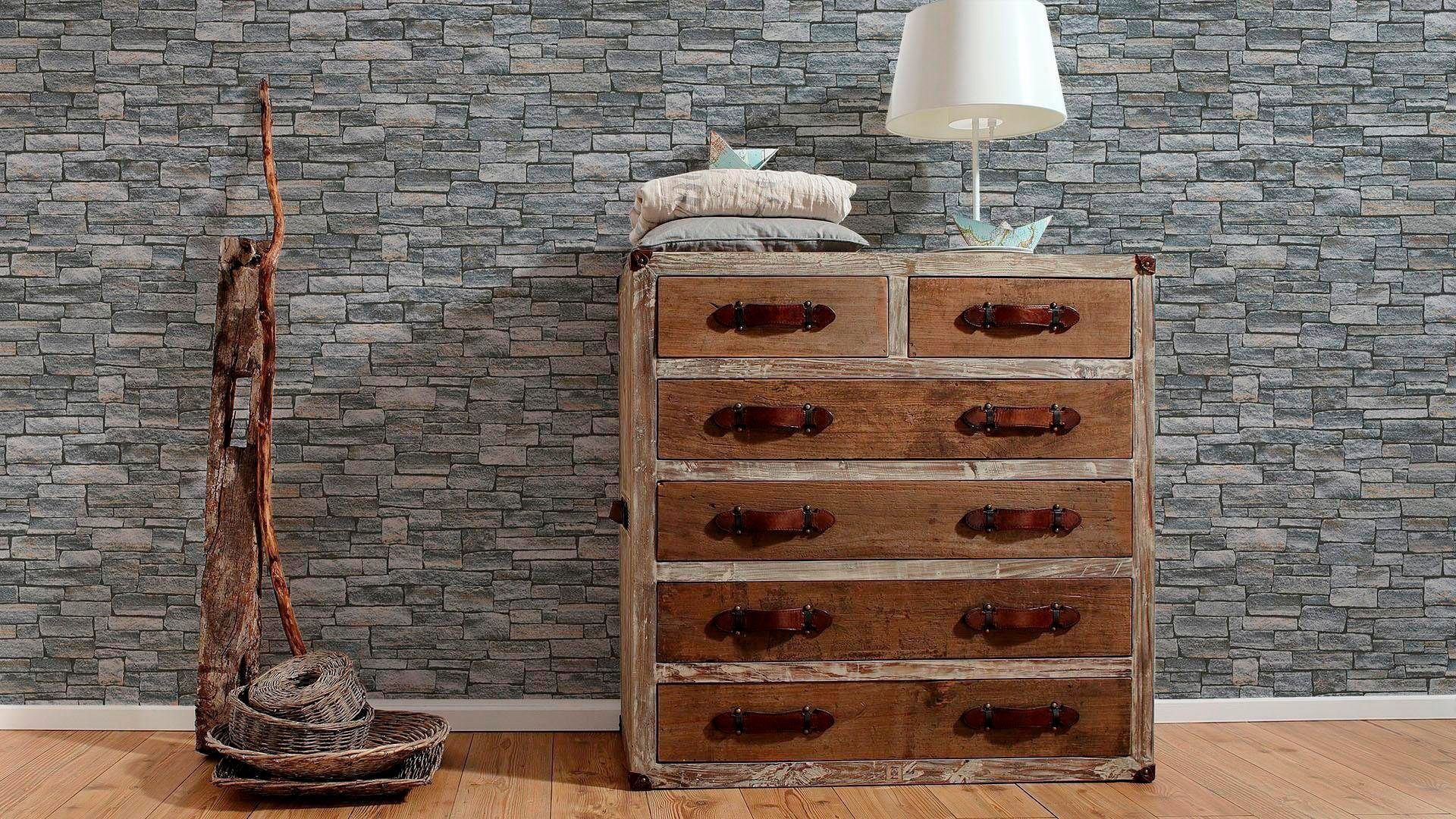 living walls Vliestapete Best of Wood`n Stone 2nd Edition, Steinoptik, Steintapete matt leicht strukturiert
