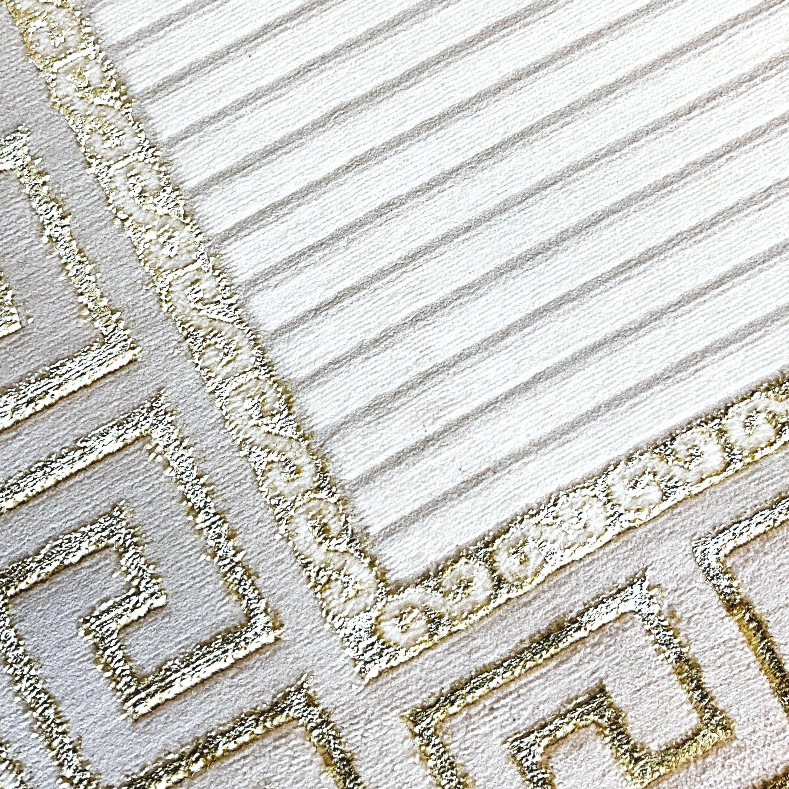 Teppich Orientalischer Designerteppich mit glänzendem Ornament in weiß-gold, Teppich-Traum, rechteckig, Höhe: 8 mm